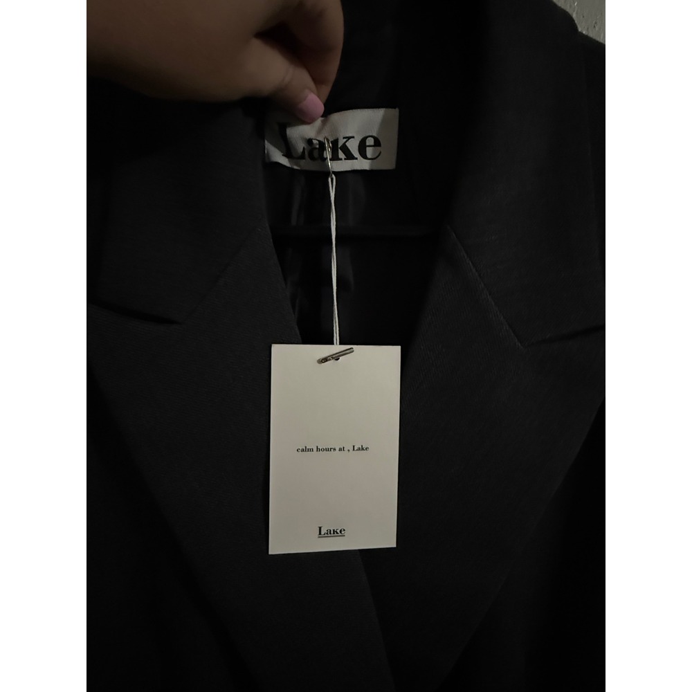 Lake Charcoal Gray Double Breasted Blazer and Midi Skirt Suit Set Made in Korea - Picture 7 of 10